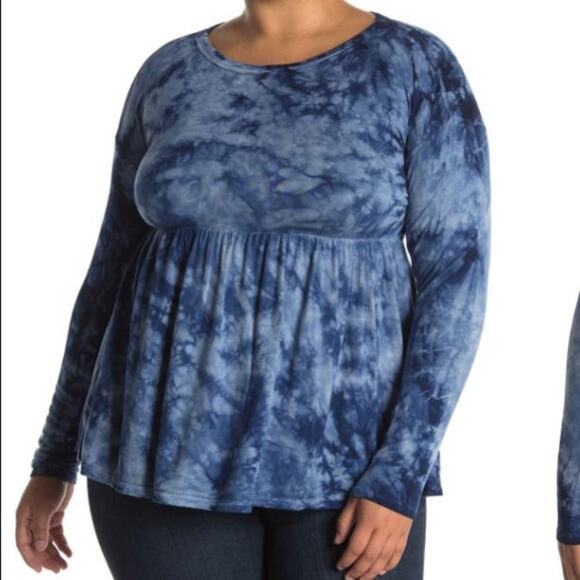 Baea Navy Tie Dye Peplum Tunic - Picture 1 of 8
